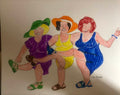 The Dancing Trio – Original Framed Watercolor