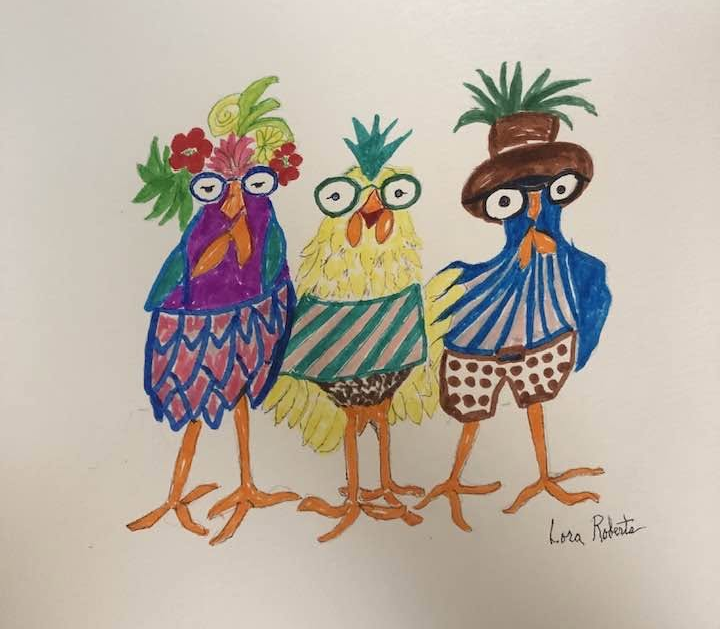 Three Little Friends – Original Framed Watercolor | Lora Lee Roberts